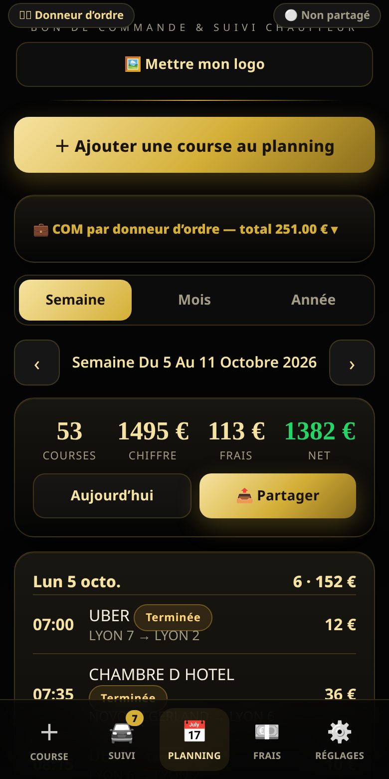 Capture d'écran Nova : le planning
